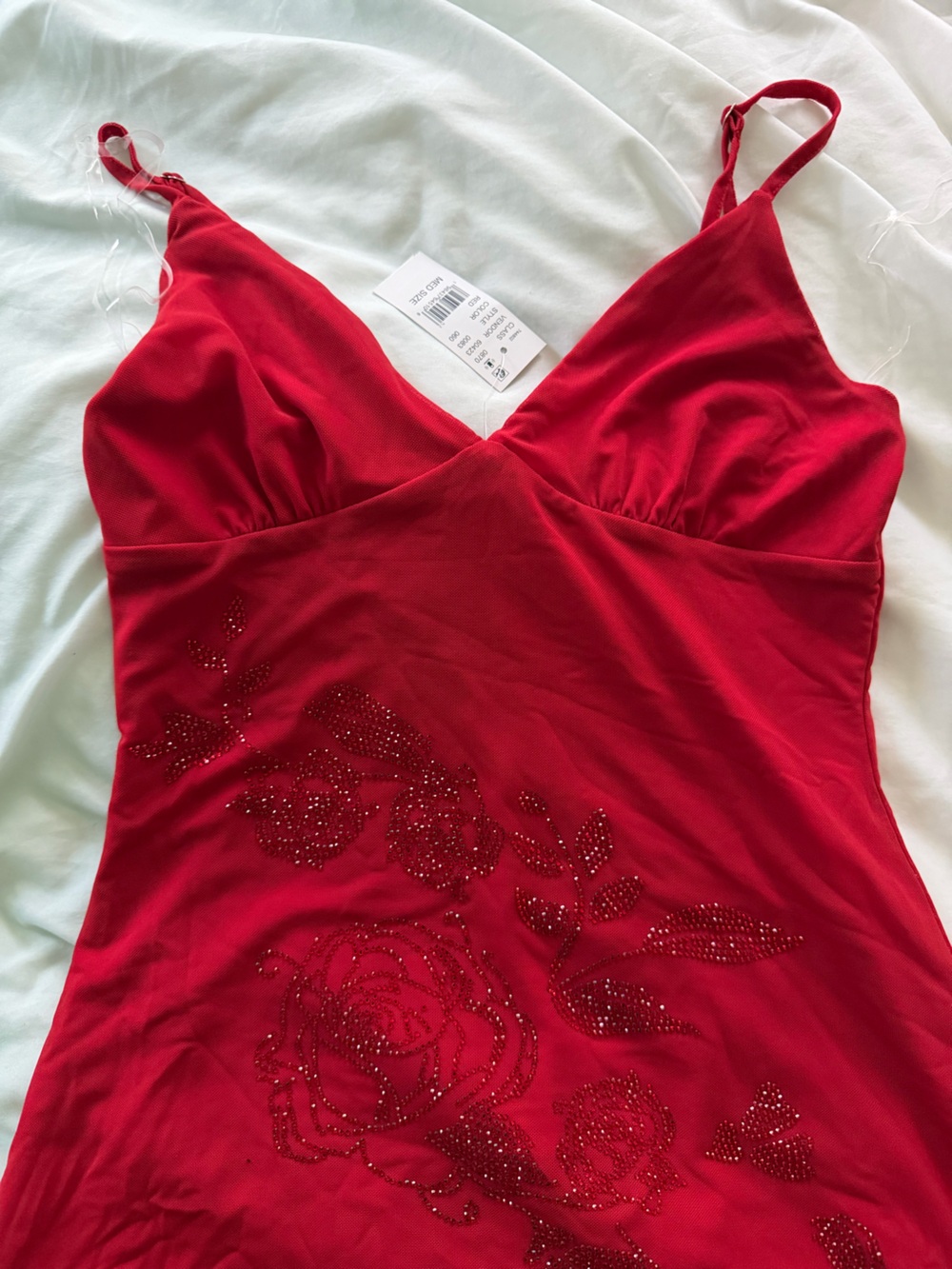 Pacsun Red Rhinestone Floral Slip Dress - Picture 5 of 6